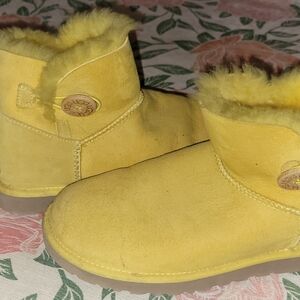 Yellow Shearling Ankle Boots